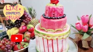 How to Make a Watermelon Cake for any occasion/Fruit Carving