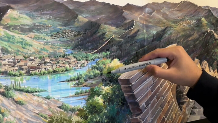 【วาดด้วยมือด้วยปากกามาร์กเกอร์】 - กำแพงเมืองจีนที่ปลายลิ้นของคุณ