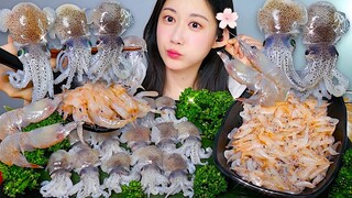 [ONHWA] Bạch tuộc sống + âm thanh nhai tôm sống hải sản sống!