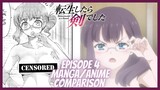 Ah CENSORSHIP...my old friend...Reincarnated as a Sword Episode 4 Manga/Anime Comparison