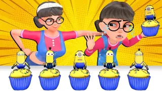 MUKBANG YELLOW FOOD II DESSERTS (Minion Cake) II Sister Acts Like Mom - Scary Teacher 3D Mukbang