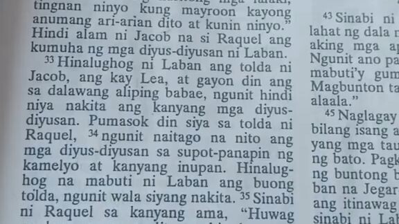 Pang Araw Araw na Talata.                           Genesis 31:33-35