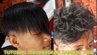 cara meluruskan rambut pria, tutorial meluruskan rambut ‼️