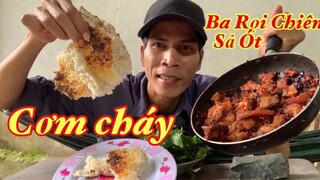 Nếp Cháy Và Ba Rọi Chiên Sả Ớt Giòn Và Thơm Kèm Củ Cải Trắng