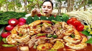 ตำกุ้งสุกเห็ดรวมเเซ่บนัวร์น้ำปลาร้าเเกล้มมะระชะอมเเซ่บๆ|ส้มซ่าพาเเซ่บ 10 มีนาคม ค.ศ. 2023