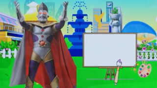 Ultraman kecil datang dan menggambar