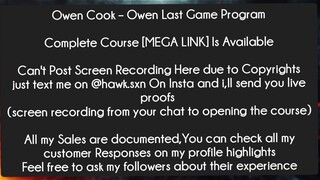 Owen Cook – Owen Last Game Program course download