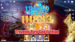 Traveler Pyro Geo ft Yelan Destroy 2.7 Floor 12 All Side - When Your MC Uses 2 Elemental