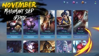 MOBILE LEGENDS NOVEMBER FRAGMENT SHOP UPDATE!!