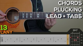 LANY - 13 Guitar Tutorial [PLUCKING, LEAD AND CHORDS + TABS]