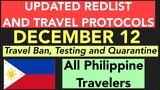 PHILIPPINES TRAVEL UPDATE | REDLIST AND TRAVEL PROTOCOLS AS OF DECEMBER 12, 2021
