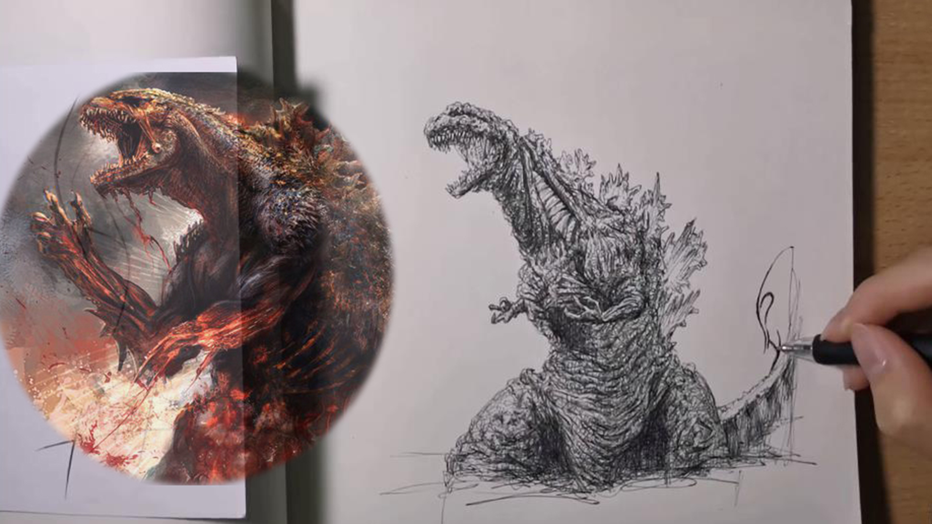 Đôi khi, những nét vẽ đơn giản cũng đủ để thể hiện sự mạnh mẽ và đáng sợ của Godzilla. Hãy để chúng tôi hướng dẫn bạn vẽ nên siêu quái vật này nhé!
