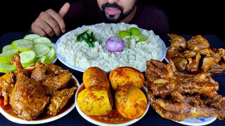 SPICY DUCK CURRY, DUCK EGG CURRY, CHICKEN FEET, CHICKEN LIVER & GIZZARD CURRY, RICE ASMR MUKBANG|