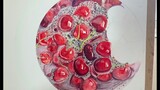 Watercolor cherry painting process