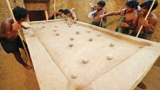 Cavemen Snooker Battle! In this self-built snooker room, who will be crowned king of caveman snooker?