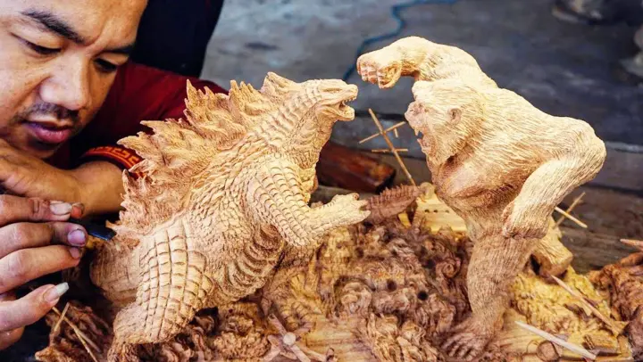 [DIY] Wood Carving 'Godzilla VS Kong' Model