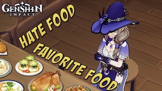 GENSHIN IMPACT - All Characters Favorite Food vs Hate Food