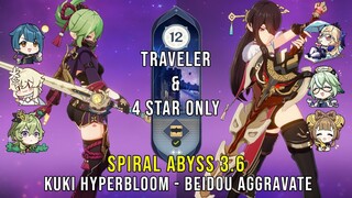 C6 Kuki Hyperbloom and C6 Beidou Aggravate - Genshin Impact Abyss 3.6 - Floor 12 9 Stars