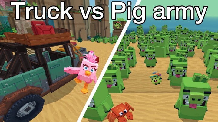 Angry birds Minecraft - truck vs pig army