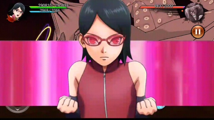 Sarada menggunakan Tomoe satu untuk lawan Gyuki😨