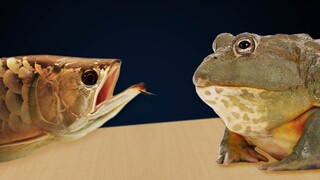 [Animals]Giant African Bullfrog VS. Fierce Arowana