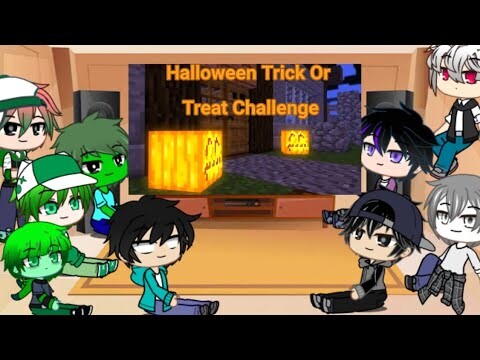 Monster School react to Halloween Trick Or Treat Challenge (My First Youtube Video)