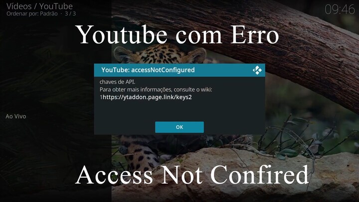 Erro add-on youtube Kodi de erro de Api