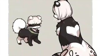 9S showing 2B breakdancing