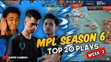 MPL SEASON 6 TOP 20 PLAYS WEEK 2 | SNIPE GAMING TV (HD)