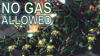 Starcraft II: Winning without harvesting any gas