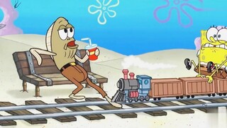SpongeBob is so careless that he can break other people's legs by driving a toy train