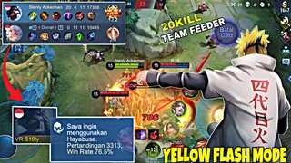 TEAM FEEDER ?! MODE KILAT KUNING AUTO GENDONG 20 KILL ! Stenly Hayabusa Gameplay Mobile Legends!