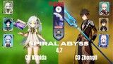 Phase 1 - C0 Nahida & C0 Zhongli - Spiral Abyss 4.7 Genshin Impact