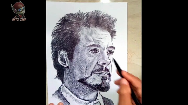 Robert downey speed drawing ballpoint - menggambar robert downey,Jr dengan bulpen