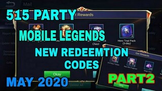 NEW 515PARTY REDEEMTION CODES •MOBILE LEGENDS PART2