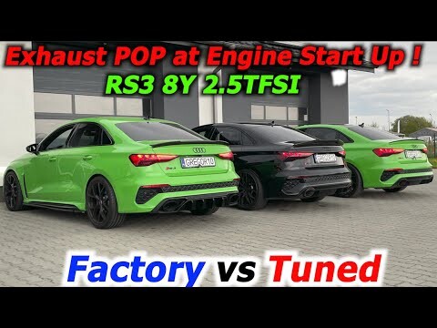 Audi RS3 8Y 2.5TFSI TUNED vs FACTORY Engine Start Up Pop Bang Exhaust Strzały przy Odpalaniu 12453