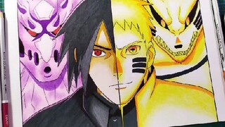 Drawing half Sasuke and Naruto