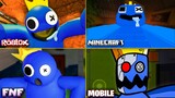 ROBLOX Rainbow Friends EVOLUTION of BLUE JUMPSCARES in All Games (Roblox, Minecraft, FNF, Mobile)