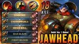 18 Kills!! How to Counter Yu Zhong Using Jawhead - Build Top 1 Global Jawhead ~ MLBB
