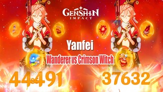 Yanfei Wanderer vs Crimson Witch Charged Atk Damage Comparison - Best DPS Artifact