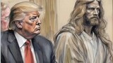 "Con Thiên Chúa ngồi bên cạnh"! Bức phác họa phiên tòa xét xử Trump đã lan truyền...