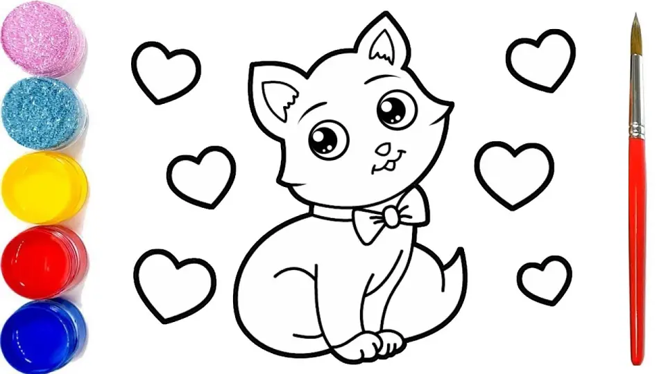 Hướng Dẩn Vẽ Và Tô Màu Con Mèo Con Đơn Giản  How To Draw a Cute Kitten  Easy Step By Step  YouTube