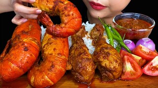 MUKBANG EATING||Spicy Prawn Curry, Spicy Chicken Curry