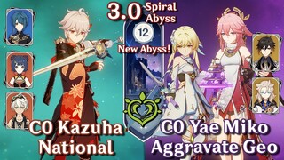 Spiral Abyss 3.0 - C0 Kazuha National & C0 Yae Miko Aggravate Geo | Floor 12 9 Star | Genshin Impact