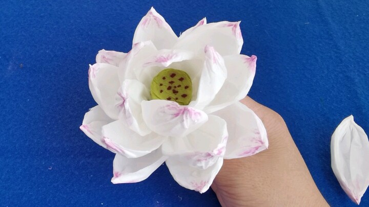 Bikin bunga teratai yang elegan dengan tisu toilet, simple dan cantik, bisa dicoba juga
