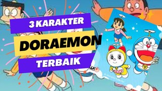 Tiga karakter yang paling sering muncul di acara Doraemon