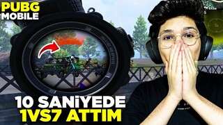 10 SANİYE DE 1 VS 7 ATTIM! HERKESİ YOK ETTİM! - PUBG MOBİLE