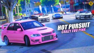 HOT PURSUIT EVO PINK KEMBALI BERAKSI KITA DIBURU POLISI SATU KOTA !!! GTA 5 ROLEPLAY