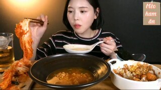 2 gói mì Jin Ramen, cơm gà mayo, kimchi ăn kèm 8 #amthuc