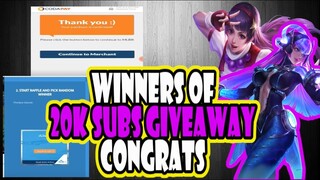 WINNERS OF 20K SUBS GIVEAWAY!!!